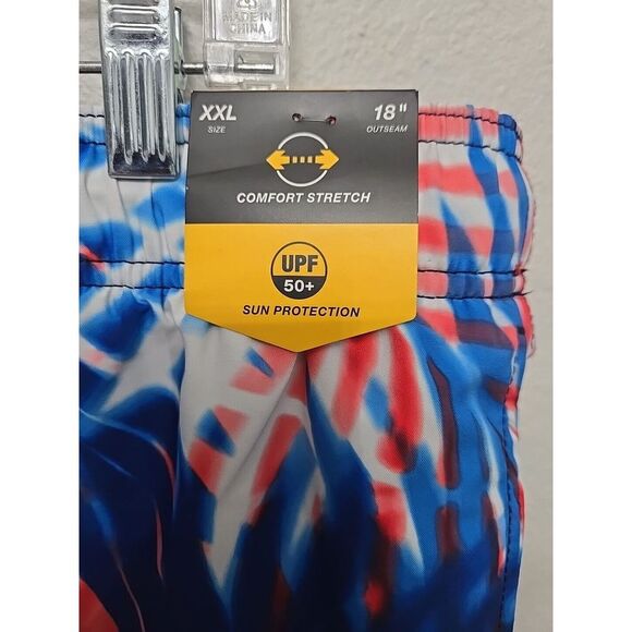 Speedo Men's Volley Ghost Palm Swim Trunk Blue/White/Red‎ XXL - Picture 2 of 3